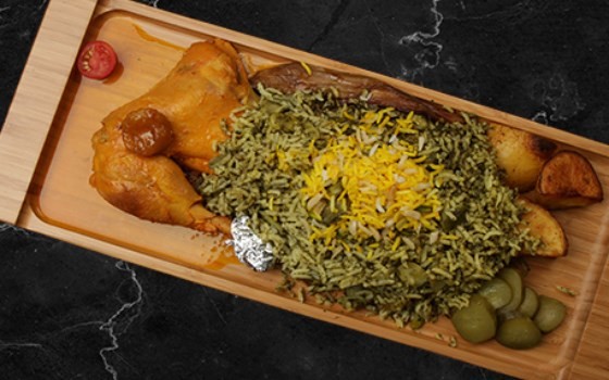 باقالی پلو با مرغ