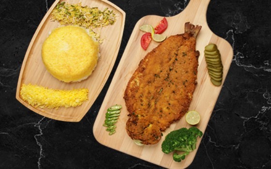 چلو ماهی قزل آلا سرخ شده