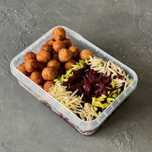 مایه لبو پلو با مرغ قلقلی