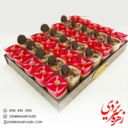 سینی شات دسر تیرامیسو و شات چیز کیک توت فرنگی