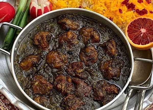 چلو خورش آلو اسفناج