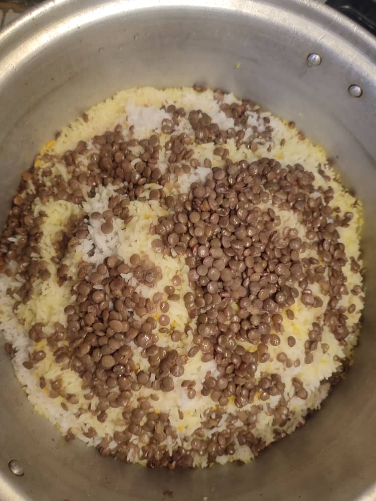 عدس پلو با گوشت