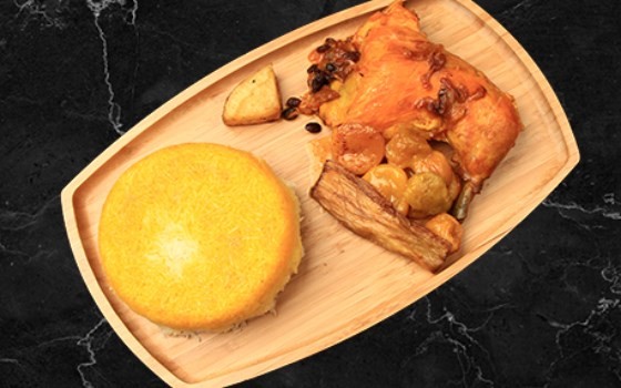 چلو مرغ و آلو اردبیلی